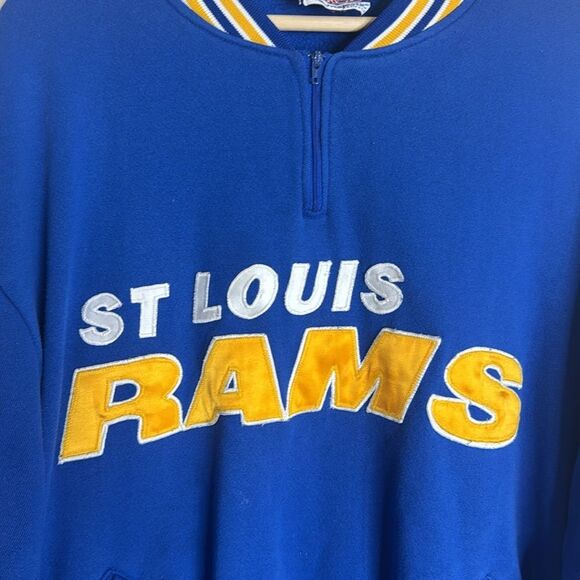 90s NFL St. Louis Rams Sweatshirt Embroidery Logo Blue Color Men’s large - Picture 5 of 10